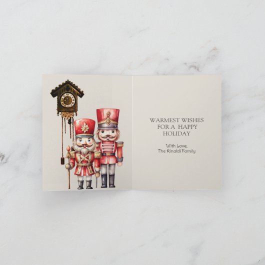 Nutcracker Soldiers Happy Holidays Kuckoo Uhr Einladung (Innenseite)