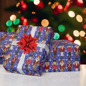 Nutcracker Soldiers Hübscher Weihnachts-Blue-Snow Geschenkpapier