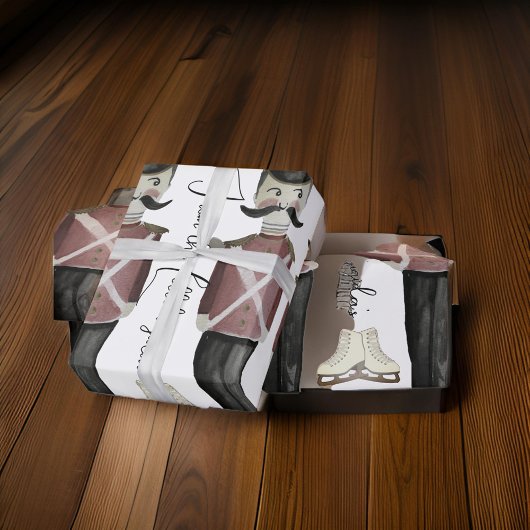 Nutcracker Soldiers & Ice Skate Wrapping Paper Geschenkpapier