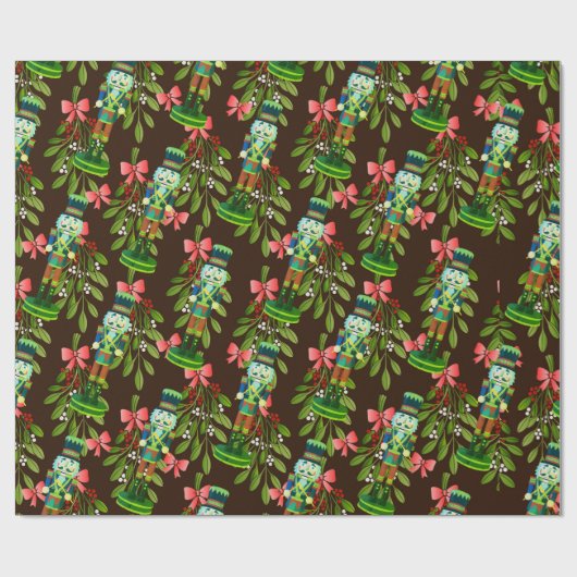 Nutcracker Soldiers & Mistletoe Geschenkpapier (Flach)