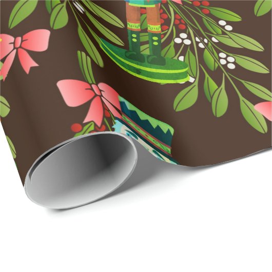 Nutcracker Soldiers & Mistletoe Geschenkpapier (Rolleneckpunkt)