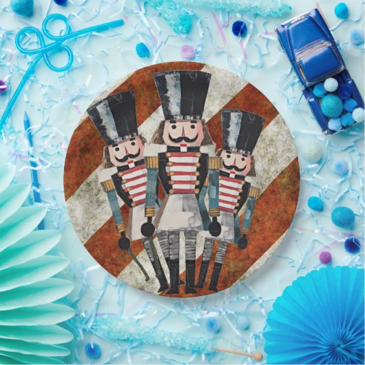 Nutcracker Soldiers Red White Stripes Pappteller (Party)