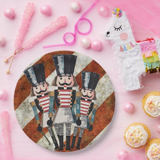 Nutcracker Soldiers Red White Stripes Pappteller (Party)