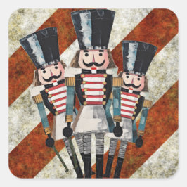 Nutcracker Soldiers Streifen Quadratischer Aufkleber