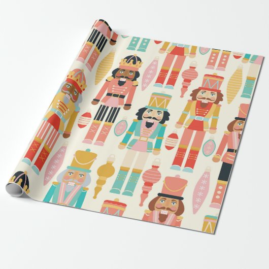 Nutcracker Soldiers und Ornamente Nahtloses Muster Geschenkpapier (Ungerollt)