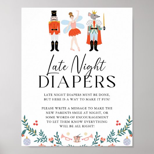 Nutcracker spät abends Diaper Weihnachtsdusche Poster (Vorne)