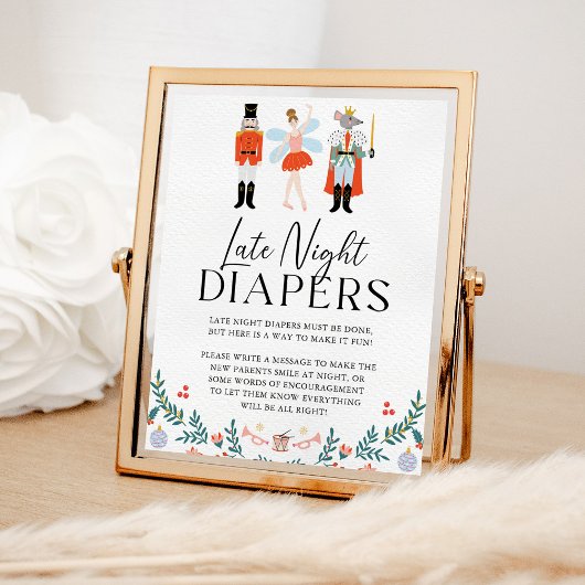 Nutcracker spät abends Diaper Weihnachtsdusche Poster