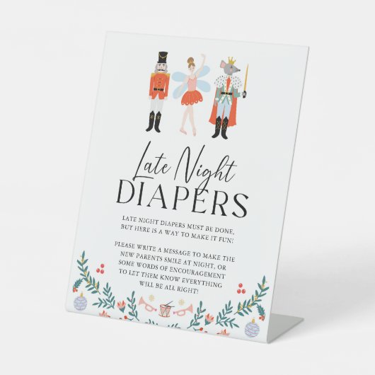 Nutcracker spät abends Diaper Weihnachtsdusche Sockelschild (Vorderseite)