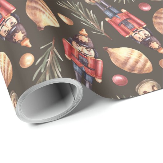 Nutcracker Spruce Branch Weihnachtsbaum Wasserfarb Geschenkpapier (Rolleneckpunkt)