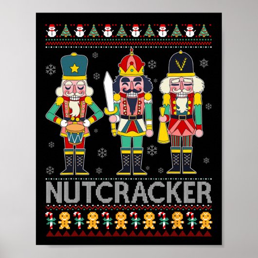 Nutcracker Squad T-Shirt Lustiges hässliches Weihn Poster (Vorne)