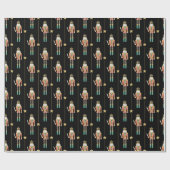 Nutcracker Stars Streifen Black Christmas Geschenkpapier (Flach)