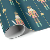 Nutcracker Stars Streifen Blue Christmas Geschenkpapier (Rolleneckpunkt)
