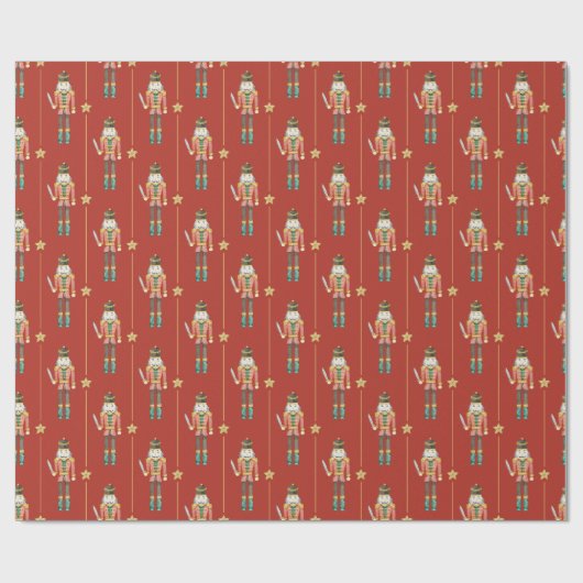 Nutcracker Stars Streifen Red Christmas Geschenkpapier (Flach)