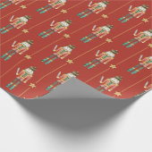 Nutcracker Stars Streifen Red Christmas Geschenkpapier (Ecke)