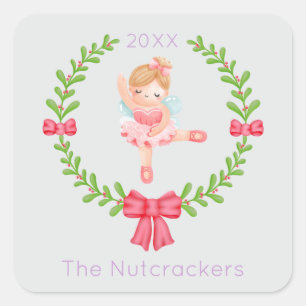 Nutcracker Sugar Plum Fairy Weihnachten Quadratischer Aufkleber