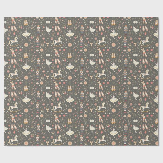 Nutcracker Suite Ballerina Horse Gray Geschenkpapier (Flach)