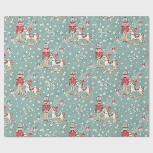 Nutcracker Suite Soldier Pony Blue Wrapping Paper Geschenkpapier (Flach)