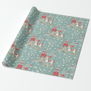 Nutcracker Suite Soldier Pony Blue Wrapping Paper Geschenkpapier