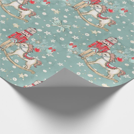 Nutcracker Suite Soldier Pony Blue Wrapping Paper Geschenkpapier (Ecke)