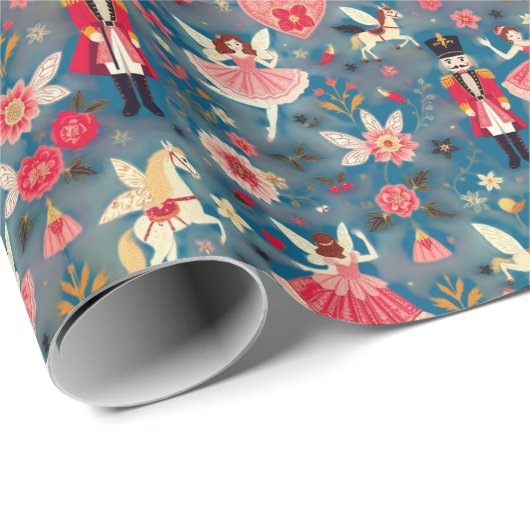 Nutcracker Suite Sugum Plum Fairy Flying Pferde Geschenkpapier (Rolleneckpunkt)