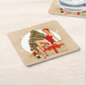 Nutcracker Sweet Retro Pinup Christmas Coaster Rechteckiger Pappuntersetzer (angewinkelt)