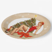 Nutcracker Sweet Retro Pinup Christmas Paper Plate Pappteller (Schrägansicht)