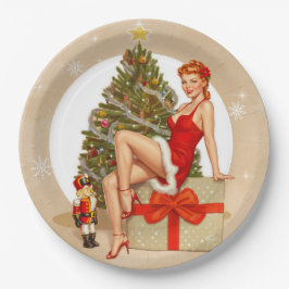Nutcracker Sweet Retro Pinup Christmas Paper Plate Pappteller
