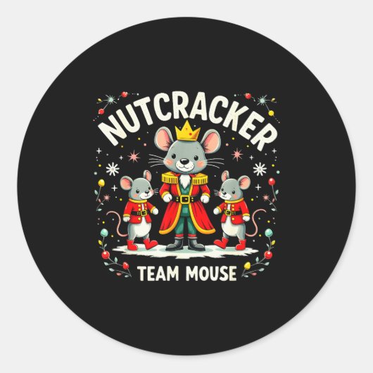 Nutcracker Team Mouse Christmas Ballet Gift Merry  Runder Aufkleber (Vorderseite)