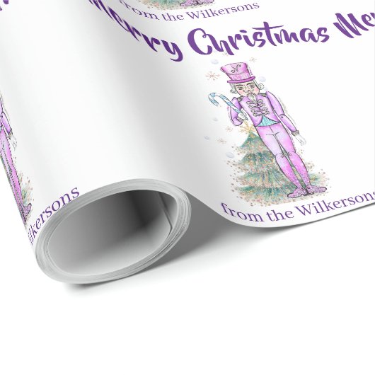 Nutcracker Theme Individuelle Name Lila Weihnachte Geschenkpapier (Rolleneckpunkt)