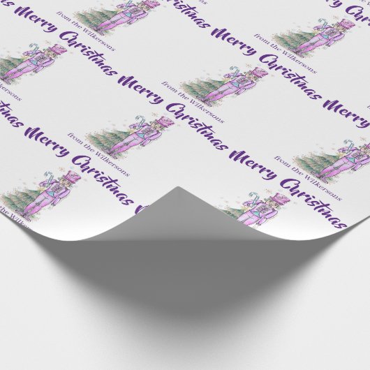 Nutcracker Theme Individuelle Name Lila Weihnachte Geschenkpapier (Ecke)