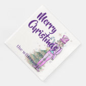 Nutcracker Theme Individuelle Name Lila Weihnachte Serviette (Ecke)