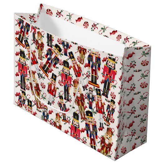 Nutcracker Toss Christmas Peppermint Candy Große Geschenktüte (Vorderseite Schrägansicht)