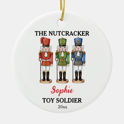 Nutcracker Toy Soldier Custom Name Christmas Keramik Ornament (Vorne)