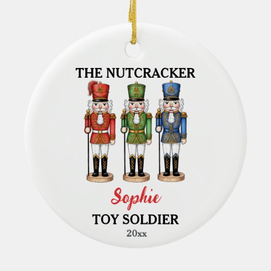 Nutcracker Toy Soldier Custom Name Christmas Keramik Ornament (Hinten)