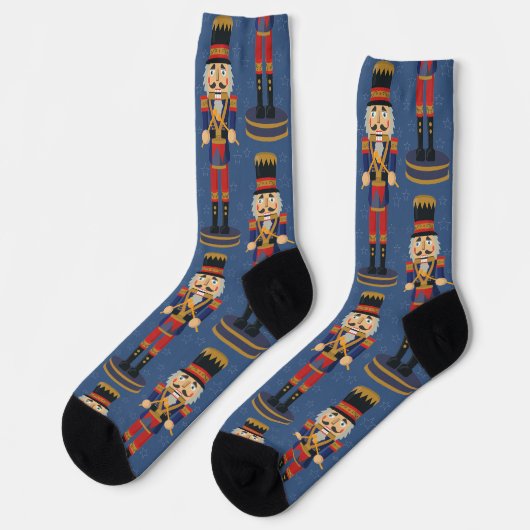 Nutcracker Toy Soldier Drummer Blue Christmas Socken (Linkes Detail)