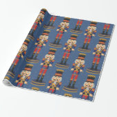 Nutcracker Toy Soldier Drummer Blue Pattern Geschenkpapier (Ungerollt)