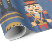 Nutcracker Toy Soldier Drummer Blue Pattern Geschenkpapier (Rolleneckpunkt)