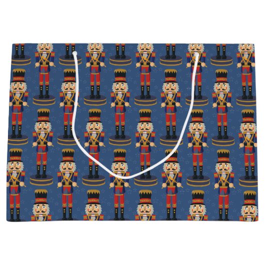 Nutcracker Toy Soldier Drummer Blue Pattern Große Geschenktüte (Vorderseite)