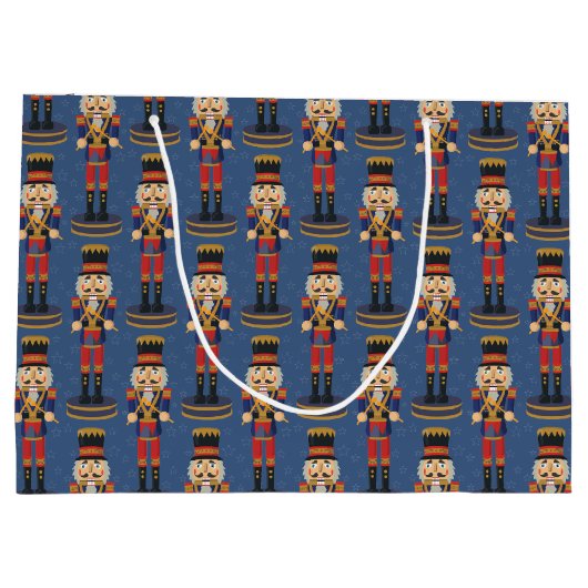 Nutcracker Toy Soldier Drummer Blue Pattern Große Geschenktüte (Rückseite)