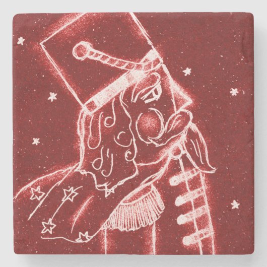 Nutcracker Toy Soldier in Hell Red Steinuntersetzer (Vorderseite)