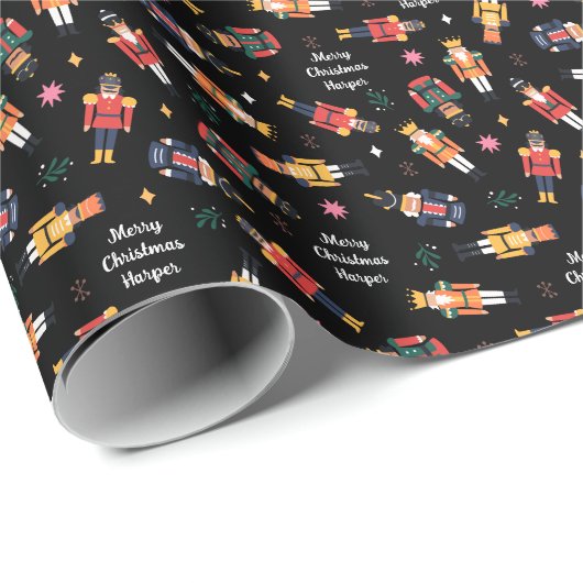 Nutcracker Toysoldaten Personalisiert Weihnachten Geschenkpapier (Rolleneckpunkt)