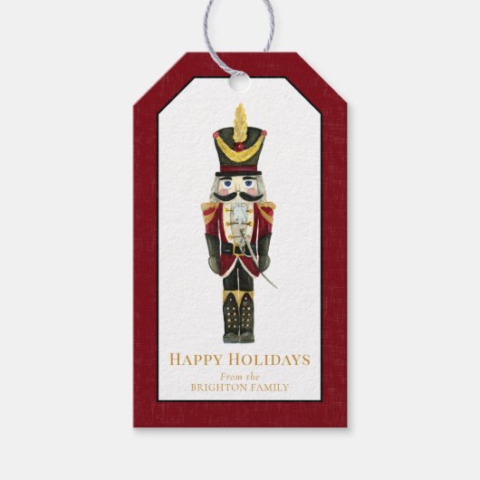 Nutcracker Traditional Christmas Personalized Red  Geschenkanhänger (Vorderseite)