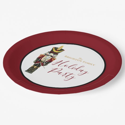 Nutcracker Traditional Holiday Christmas Red Pappteller (Schrägansicht)