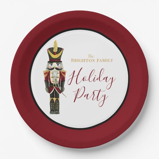 Nutcracker Traditional Holiday Christmas Red Pappteller (Vorderseite)