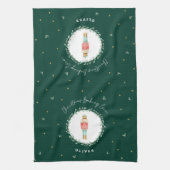 Nutcracker traditionelle botanische grüne Weihnach Geschirrtuch (Vertikal)