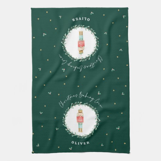 Nutcracker traditionelle botanische grüne Weihnach Geschirrtuch (Vertikal)