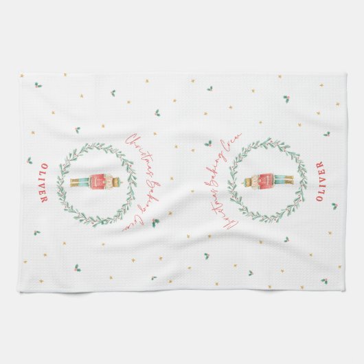 Nutcracker traditionelle botanische niedliche Weih Geschirrtuch (Horizontal)