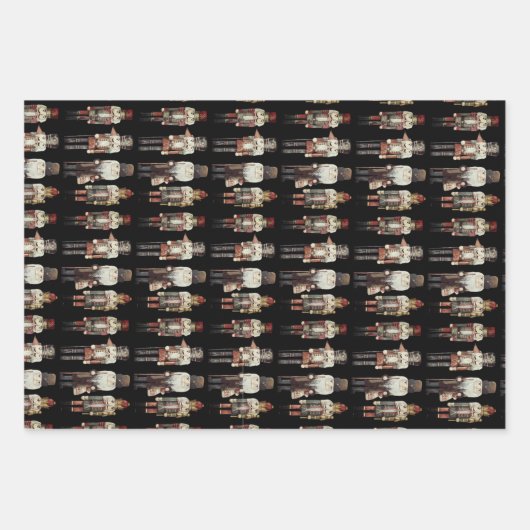 Nutcracker Trio Christmas Black Geschenkpapier Set (Vorderseite 2)