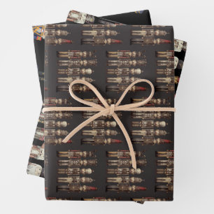 Nutcracker Trio Christmas Black Geschenkpapier Set
