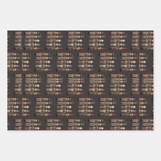 Nutcracker Trio Christmas Black Geschenkpapier Set (Vorderseite)